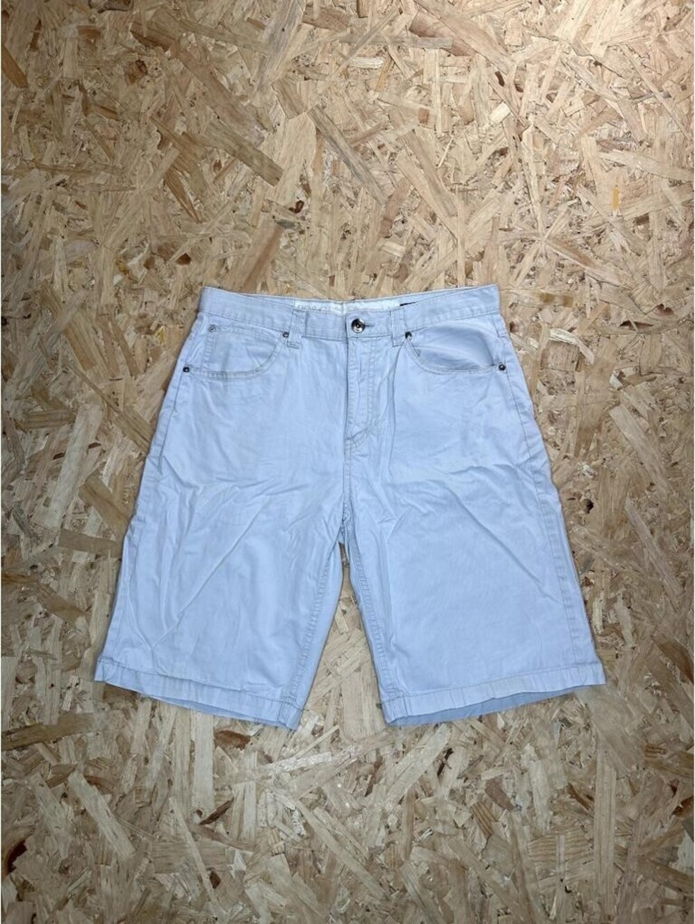 PD&C Mens Chino Shorts Size 32 Gray Cotton Flat Front Casual Summer